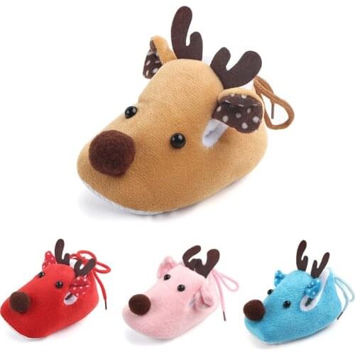 New Cute Warm Winter Baby Christmas Deer Shoes Sweet Antiskid Toddlers Shoes Baby Girls Infant Prewalker Toddler