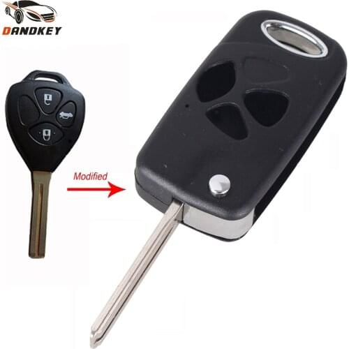 Dandkey Replacement 3 Button Folding Flip Remote Key Shell Fob Case For Toyota Camry Reiz Crown With TOY48 Blade Key Cover