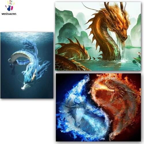 DIY colorings pictures by numbers with colors The flying dragon painting drawing painting by numbers framed Home