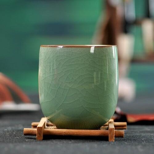 [GRANDNESS] longquan celadon tea cup Longquan Celadon Teacup Japanese Q Office Glass Ceramic Cup Glass Tea Cup 160ml