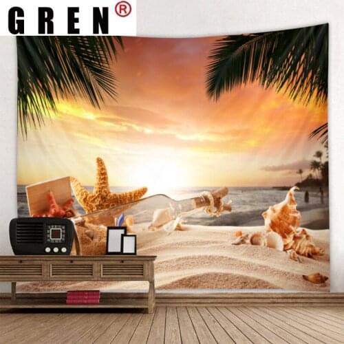 GREN Tapestry Starfish Fish Sea Beach Poster Wall Hanging Covering Rugs Background Cloth Beach Mat Blanket Art Bedroom Decor