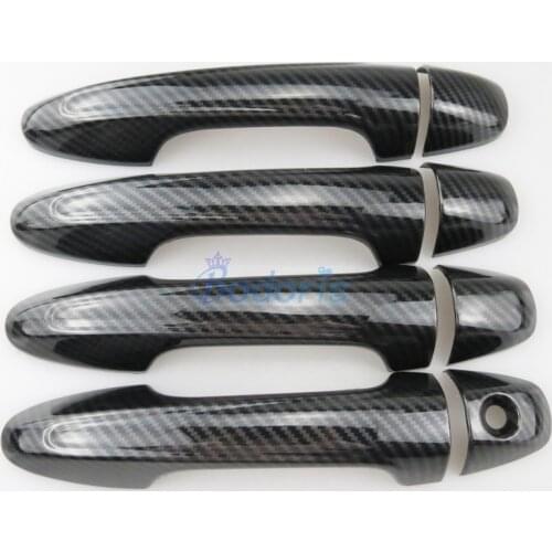 Chrome Car Styling Carbon Fiber Door Handle Cover Overlay Trim Panel Frame Kit 2014 2015 2016 2017 For Toyota RAV4 Accessories