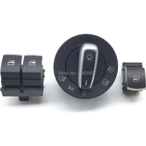 Chrome Window Headlight Switch For VW Eos Golf Ribbit MK5 MK6 R32 GTI 5K3959857,5ND941431A,5ND959855,5ND 941 431A,5K3 959 857