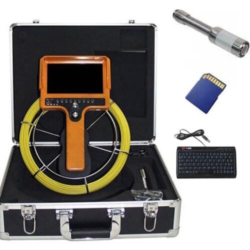Drain Sewer Pipe Inspection Survey Camera with 512Hz Pipe Locator Sonde Keyboard DVR Color LCD Meter-Counter 35Meter Cable