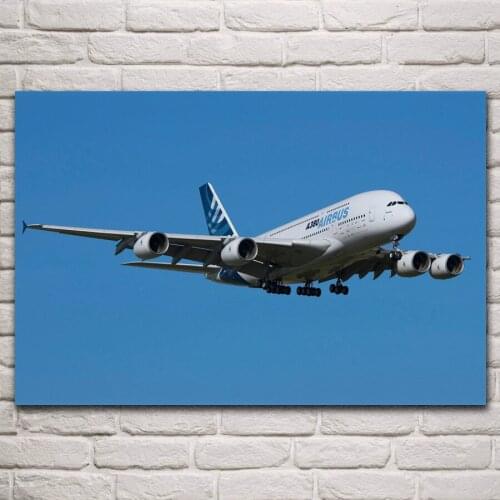 Airbus A380 Aircraft flight blue sky living room decor home wall art decor wood frame fabric posters KM212
