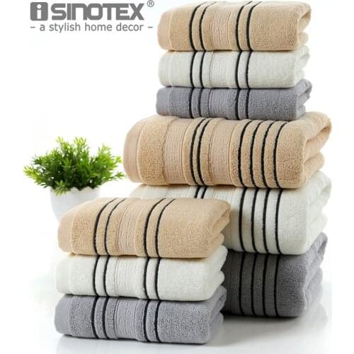 3-Piece Striped 100% Cotton Towel Set One Piece 70*140cm Bath Towel Two Pieces 34*74cm Face Towels Soft Towel Set Home Textile