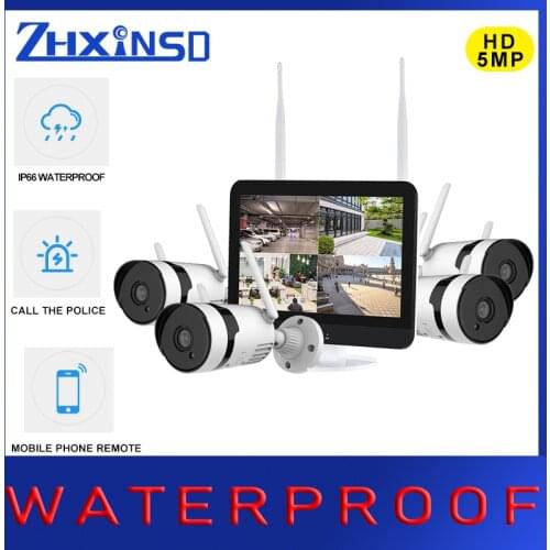 ZHUHUIFEI with screenVideo Surveillance Kit 5MP WIFI CCTV System Monitor NVR CCTV Camera Security System Waterproof Night Vision
