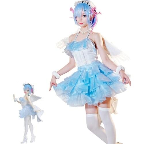 Anime Re:Life in a Different World From Zero Rem Cosplay Costumes Angel Rem Dress With Wings Halloween Carnival Outfits Suit