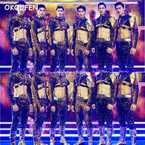 Party performance theme dance costume original nightclub bar metal magic color male DS semi-performance costume suit