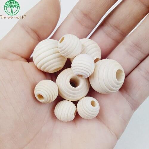 Round Thread wooden Spacer Beads Eco-Friendly Natural Color Woods Bead Ball DIY Jewelry Crafts Accessories