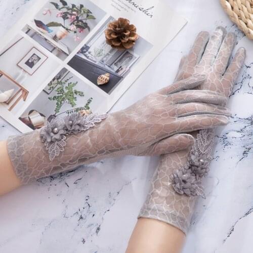 Summer Women Sunscreen Touch Screen Sexy Lace Breathable Long Gloves Outdoor Sports Hollow Thin Cycling Drive Non-slip Anti-UV