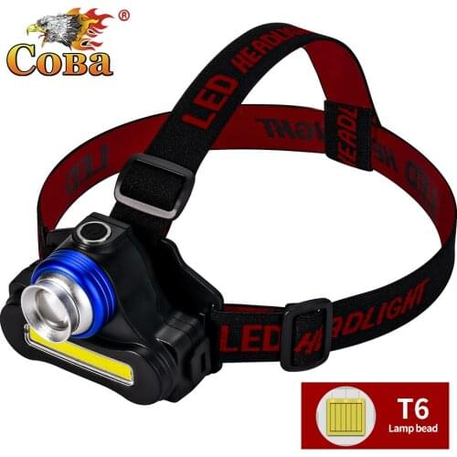 Coba Powerful LED headlamp T6+COB Double Light Head Lamp Flashlight Torch Head Light Use 18650 Battery Best For Camping Fishing