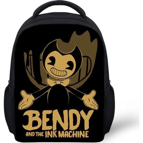 HALYUNASC Cartoon Kindergarten Backpack Bendy-Ink-Machine Print Pattern Students School Bag Hot Game Boys Mochila Mini Book Bag