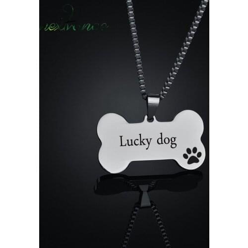 Nextvance Custom Personalized Name Date Pendant Necklaces Stainless Steel Cute Bone Anti-lost Necklace Dog Tags Jewelry