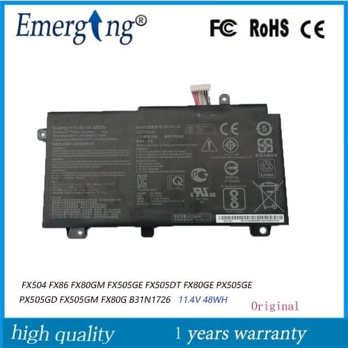 11.4V 48Wh Original Laptop Battery B31N1726 For ASUS FX504 FX86 FX80GM FX505GE FX505DT FX80GE PX505GE PX505GD FX505GM FX80G