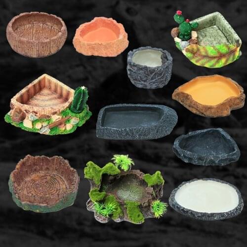 Reptile Food and Water Bowl for Pet Aquarium Ornament Terrarium Dish Plate Lizards Tortoises Water Dish