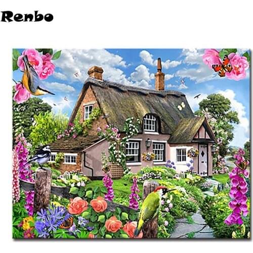 Full Square Diamond Embroidery Landscape Garden 5D Diy Diamond Painting Flower House Diamond Mosaic Home Decor Christmas Gift