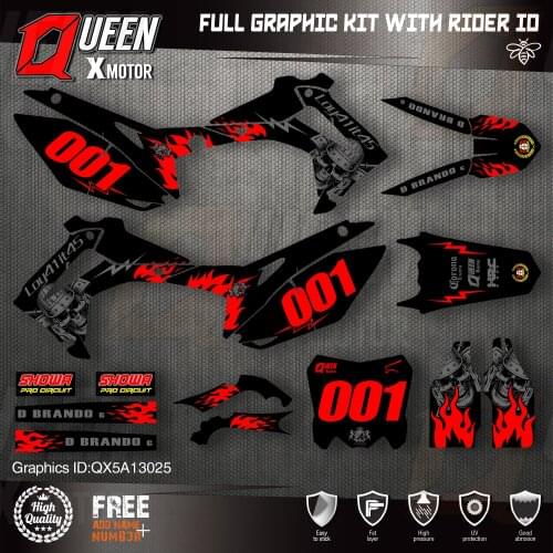 QUEEN X MOTOR Custom Team Graphics Backgrounds Decals Stickers Kit For HONDA 2014-2017 CRF250R 2013-2016 CRF450R 025