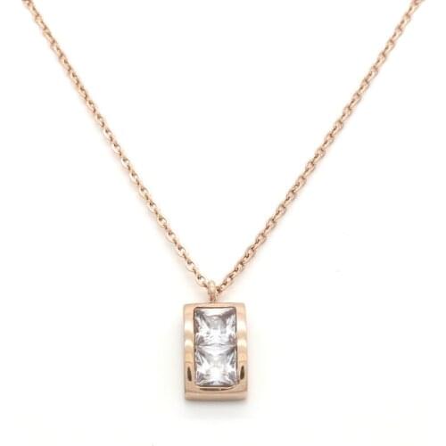 Luxury Brand Female Necklace Classic Exquisite Square Crystal Pendant Fine Jewelry Necklaces & Pendants For Women