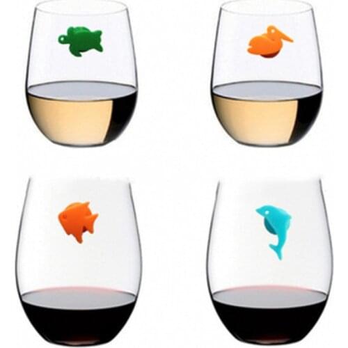 Silicone Sea Animal Wine Glass Suction Cup Sea Animal Wine Glass Cup Sticker Wine Glass Label Silicone Wine Glass Logo