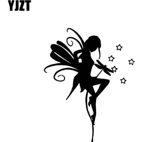 YJZT 10.3*13CM Silhoutte Holy Beautiful Fairy Girl Car Black/Silver Vinyl Decal Popular Fashion Style Car Sticker C20-0866