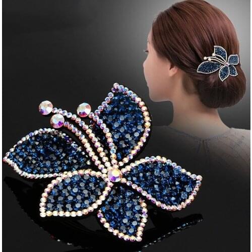 AWAYTR Hairgrips Fashion Rhinestone Barrette Hair Clip Tiara Women Vintage Hairpin Headdress Crystal Hairpin Hair Accessories