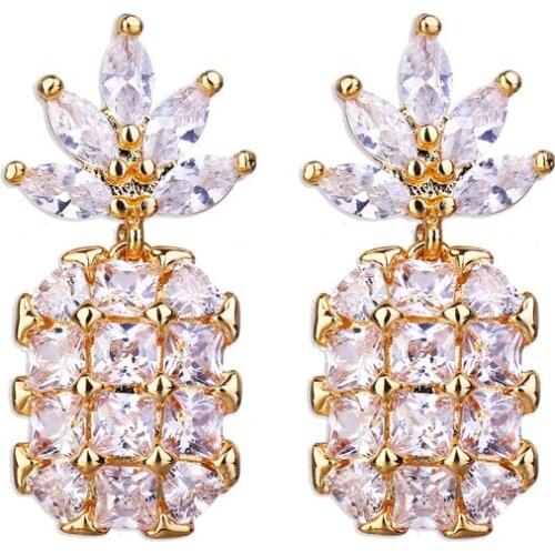 Bettyue Brand 3 Colors Pineapple Fashion Charm Elegant Design Cubic Zircon Stud Earring for Women Wedding Jewelry Party Gift