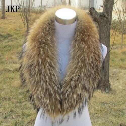 Women Real Raccoon Fur Scarf 100% Natural Raccoon Fur Collar Shawl Winter Warm Fur Collar Scarves