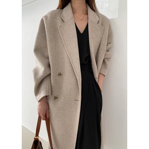 High-end suit collar aura sense double-sided cashmere coat woolen coat female Korean version 21 years new