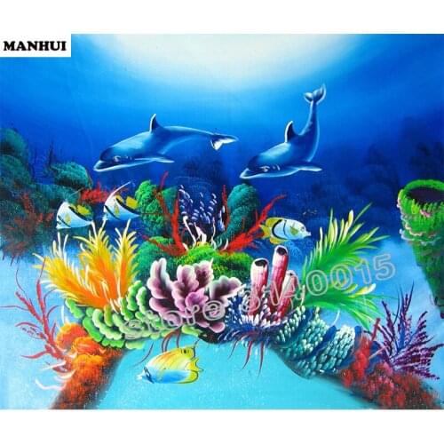 100% DIY 5D Diamond Mosaic Dolphin Handmade Diamond Painting Cross Stitch Kits Diamond christmas Embroidery ABC249