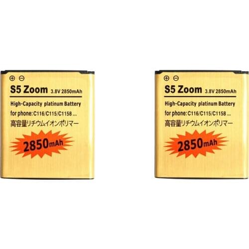 2pcs/lot 2850mAh EB-BC115BBC Replacement Gold Li-ion Battery For Samsung Galaxy K S5 Zoom C1116 C115 C1158 Bateria Batterij
