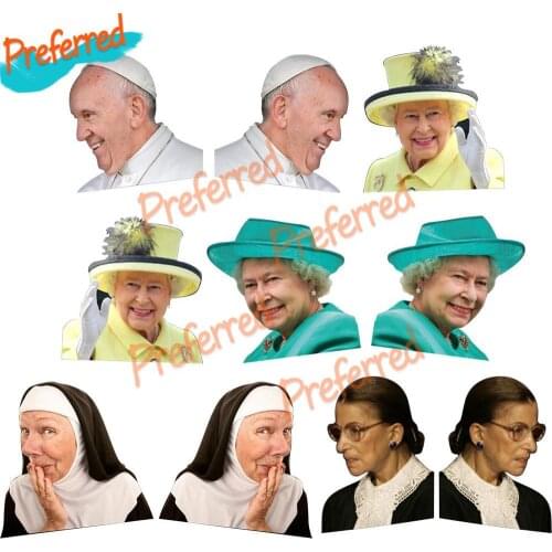 3D Car Sticker Funny Celebrity Car Rear Window Sticker Decals Car Sillusion Sticker for Queen Elizabeth for Pope Francis