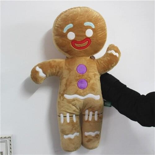 60cm Cute Cartoon Gingerbread Man Plush Toys Stuffed Soft Animals Baby Dolls Biscuits Man Pillow for Kids Xmas Gift Decoration