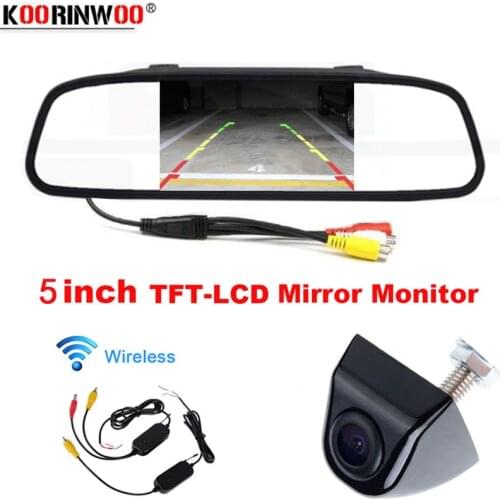 Koorinwoo Wireless High Resolution 5 Inch Rear View Car Interior Mirror Monitor+parking assistance Rearview camera 2 Video Input