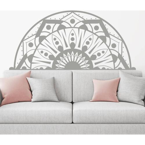 Bohemian Yoga Studio Wall Decal Headboard Vinyl Sticker Home Bedroom Decor Half Mandala Design Wall Mural Boho Art Poster AY1442