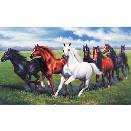Diy Diamond Embroidery Horse To Succeed Eight Horses Diamond Painting Cross Stitch Full Animal Picture European Home Decor