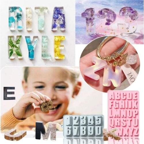 Alphabet Epoxy Resin Mold English Letters Number Pendant Casting Silicone Mould DIY Crafts Jewelry Making Tool