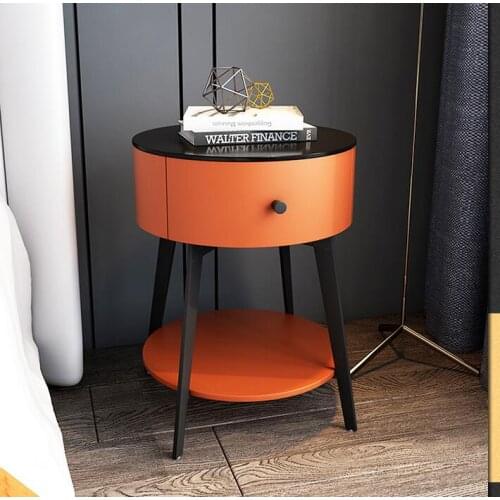 Head cabinet Italian small bedroom bedside cabinet circular installation free light luxury storage cabinet