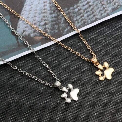 2020 personality retro pop cute animal cat claw paw alloy metal animal footprints Necklace
