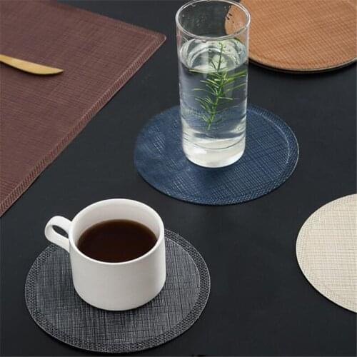 Coffee Coaster Round Tableware Pad Table Mat Heat Insulation Non-Slip PU Placemats Hot Drink Holder Bowl Coaster