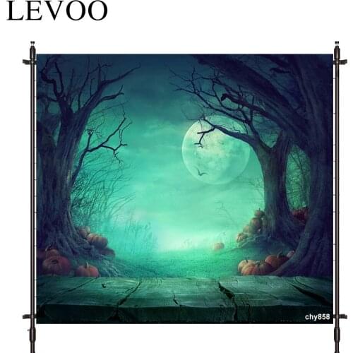 LEVOO Photographic Background Halloween Moon Pumpkin Dead Tree Smog Backdrop Photo Shoot Photocall Photobooth Prop Custom