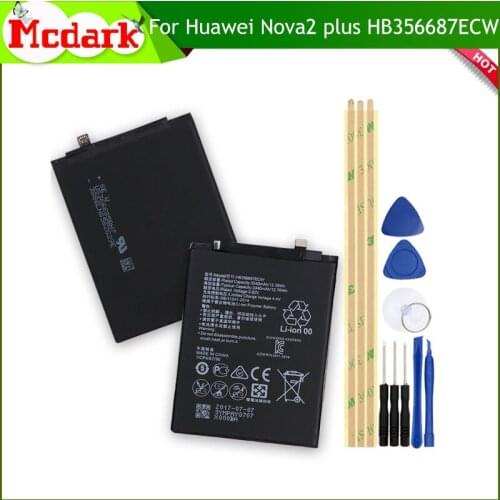 Mcdark For Huawei Nova 2 plus HB356687ECW Battery Replacement HB356687ECW 3340mAh Back Up Batery For Huawei Nova2 plus