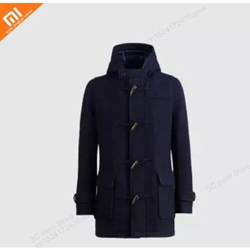 Youpin male models strong velvet horn buckle coat 68% pure wool fashion simple mens wool coat winter coat smart home