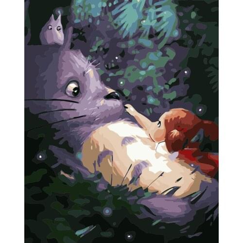 Totoro Paint By Numbers Coloring Hand Painted Home Decor Kits Drawing Canvas DIY Oil Painting Pictures By Numbers