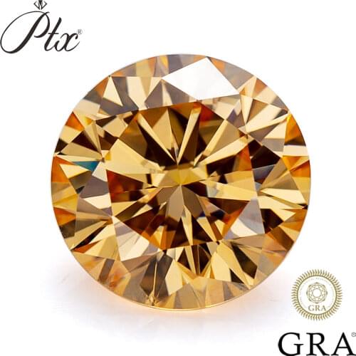 Loose Moissanite Diamond 0.5-3.5 Carat Champagne Color VVS1 GRA Moissanite Round Shape For Diamond Ring Jewelry Hot