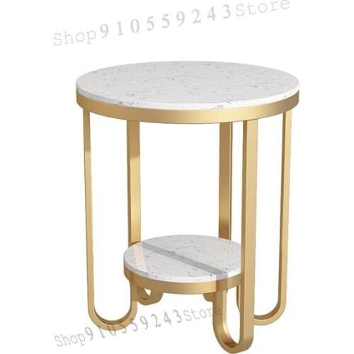 Nordic Iron Art Marble Side Table Light Luxury Small Coffee Table Net Red Creative Small Round Table Living Room Double Sofa Cor