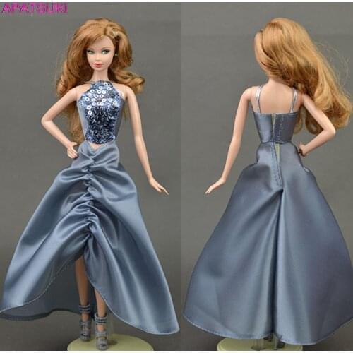 Grey Sequin 1/6 Doll Clothes For Barbie Doll Outfits Evening Gown Wedding Dress Party Dresses For Barbie Doll Accessories Toys