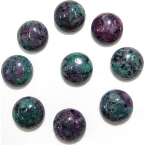 Wholesale 50Pcs/lot natural stone round charm 16mm cabochon no hole Epidote beads for jewelry making DIY Ring accessories