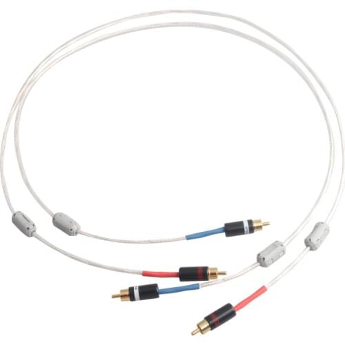 Copper Silver Plated Audio RCA Cable Gold Plated Plug 4 Magnetic Ring Noise Cancellation for Amplifier CD Player