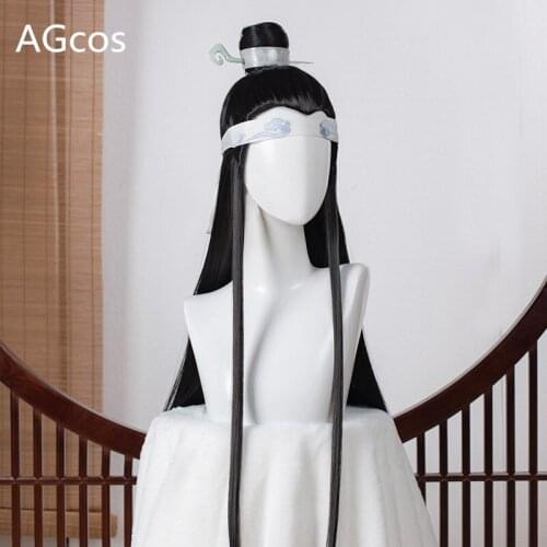 AGCOS In Stock Mo Dao Zu Shi Lan Xichen Cosplay Wig Anime Lan Xi Chen Halloween Black Long Cos Hair Wigs
